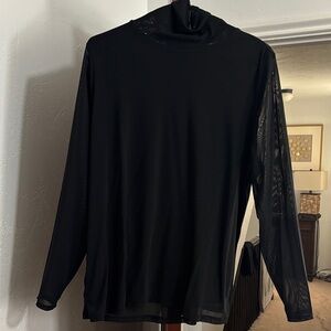 INC International Concepts Black Mesh Top
